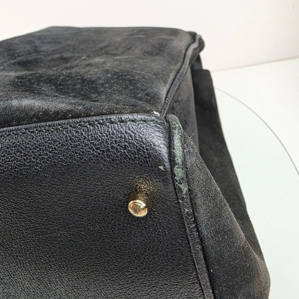 Gucci Black Suede Bamboo Handbag Circa 1980s/90s - Picture 7 of 15